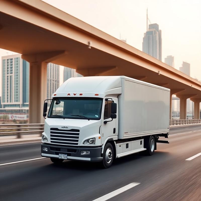 Moving truck driving in Dubai