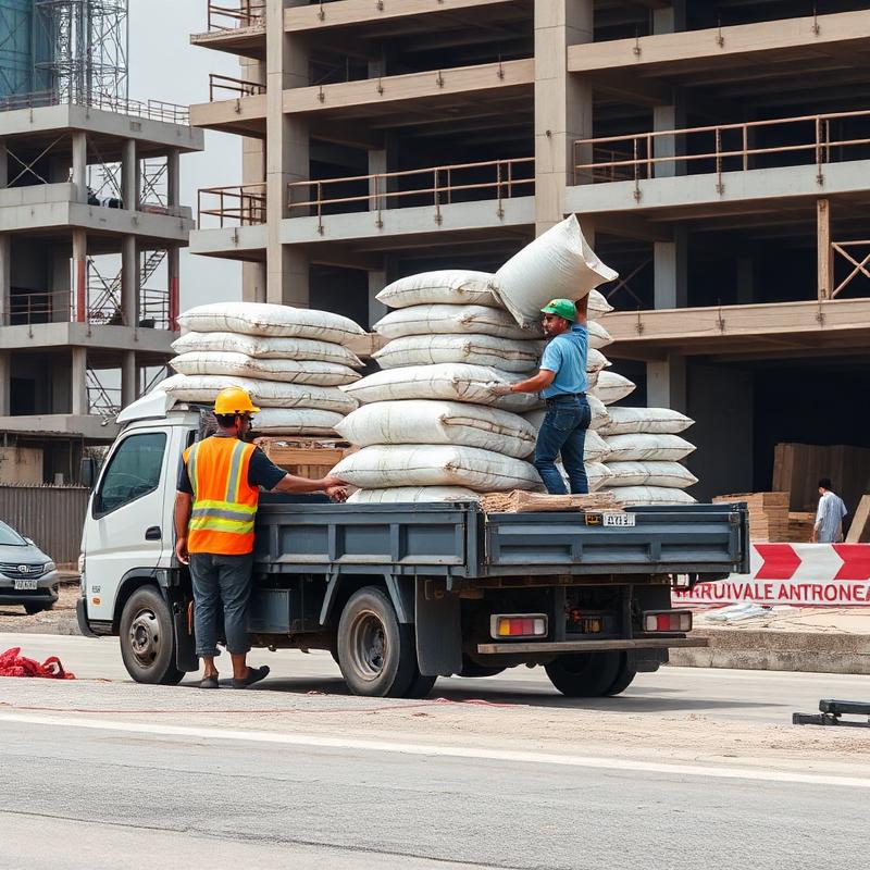 Construction material loading onto a truck