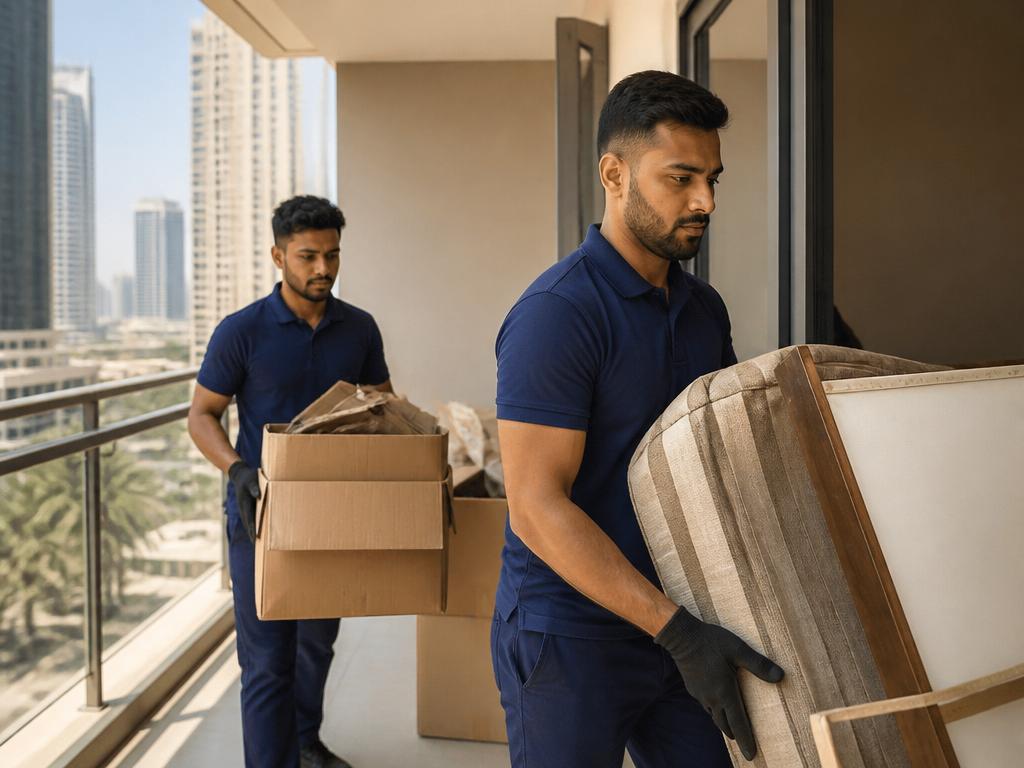 Junk removal workers clearing an apartment in Dubai