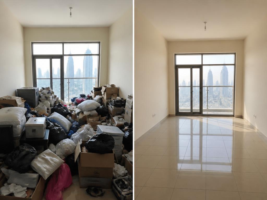 Room before and after junk removal in Dubai